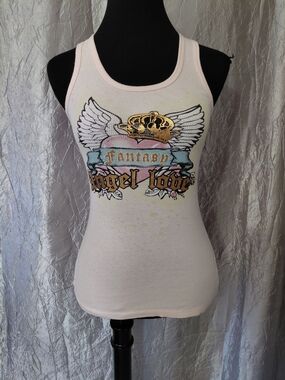 Angels Ribbed Tank with Winged Crown Graphic